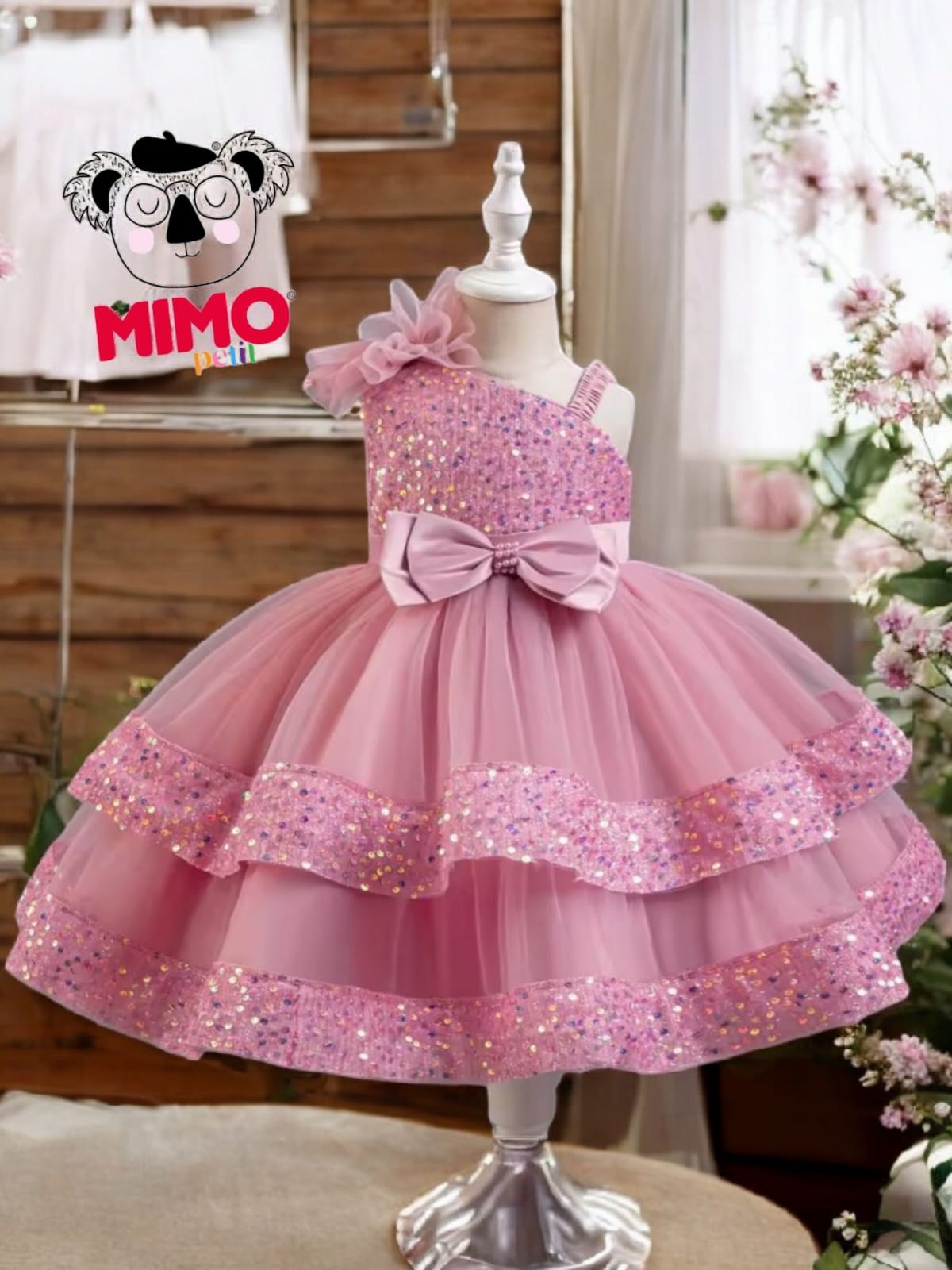 Vestido Fiesta Niña Rosa T2/3a- AA-0004