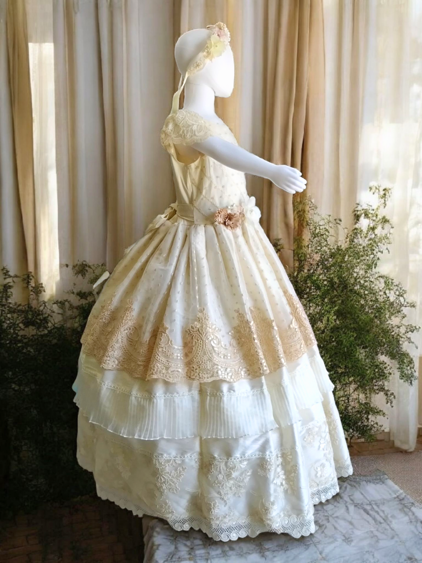 Vestido Comunión Niña Beige T10