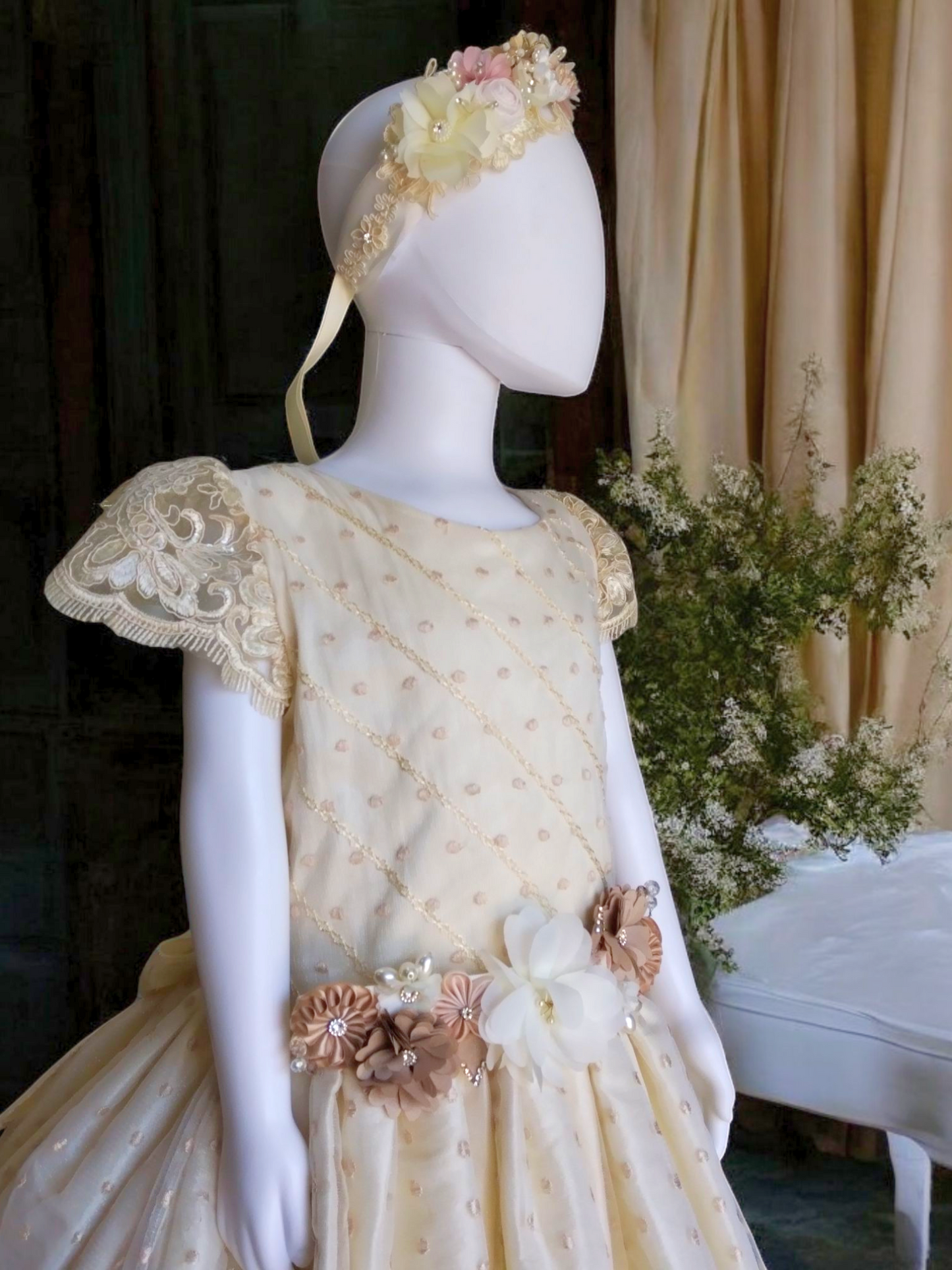 Vestido Comunión Niña Beige T10