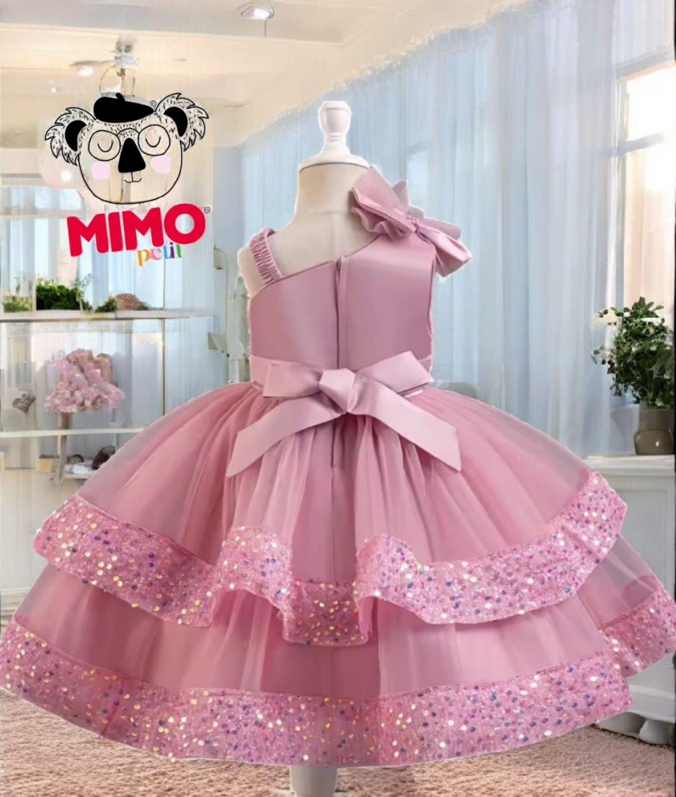 Vestido Fiesta Niña Rosa T2/3a- AA-0004