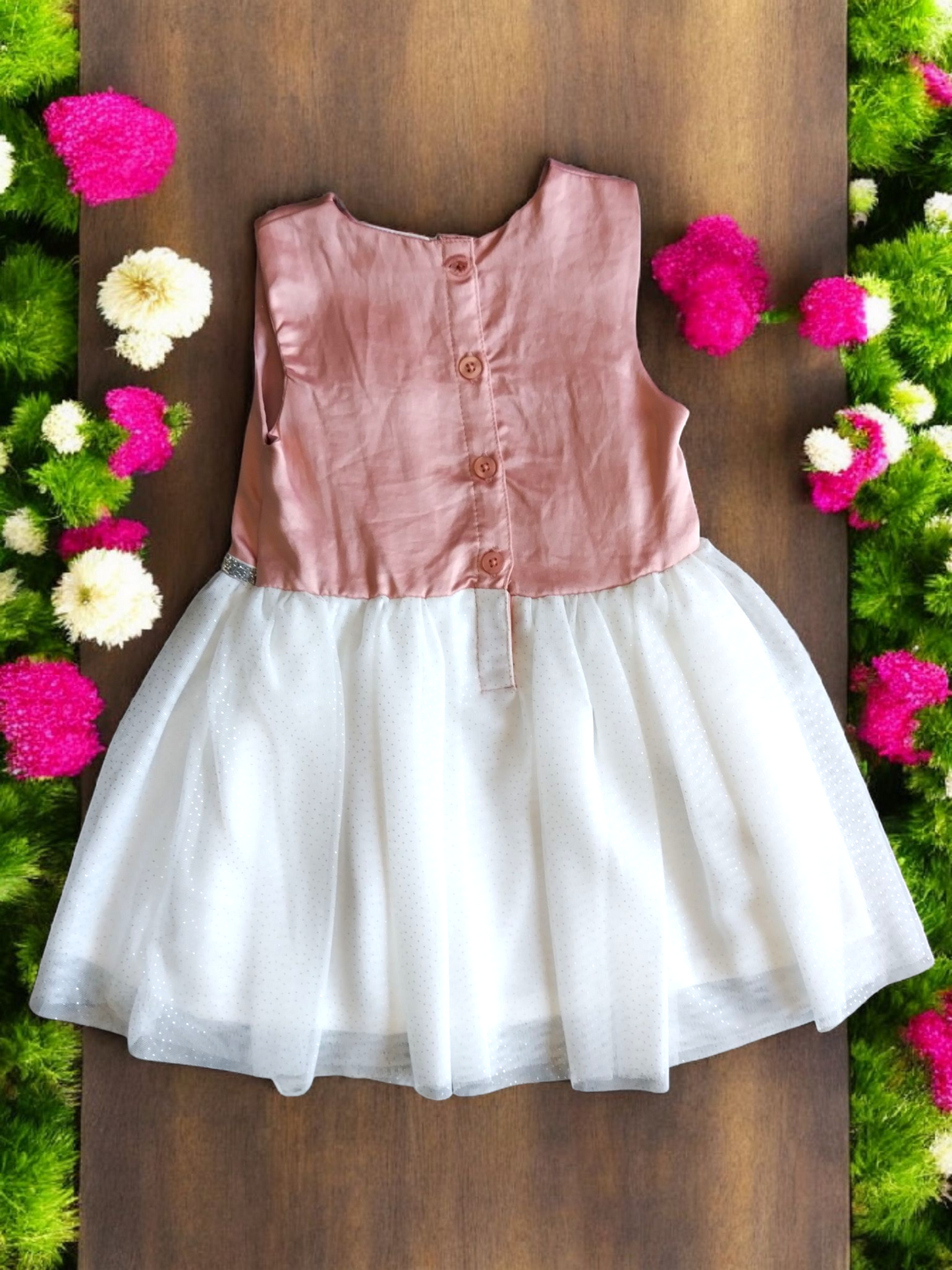 Vestido Fiesta Niña Rosa Melón T18M