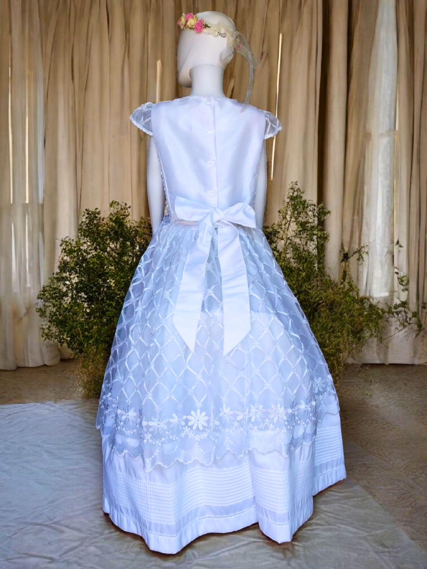 Vestido Comunión Niña Blanco T8 AA-0001