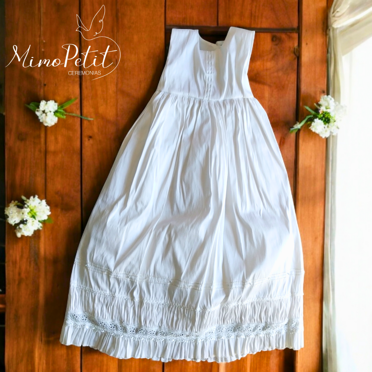 Ropón Desmontable Blanco Niña P-207