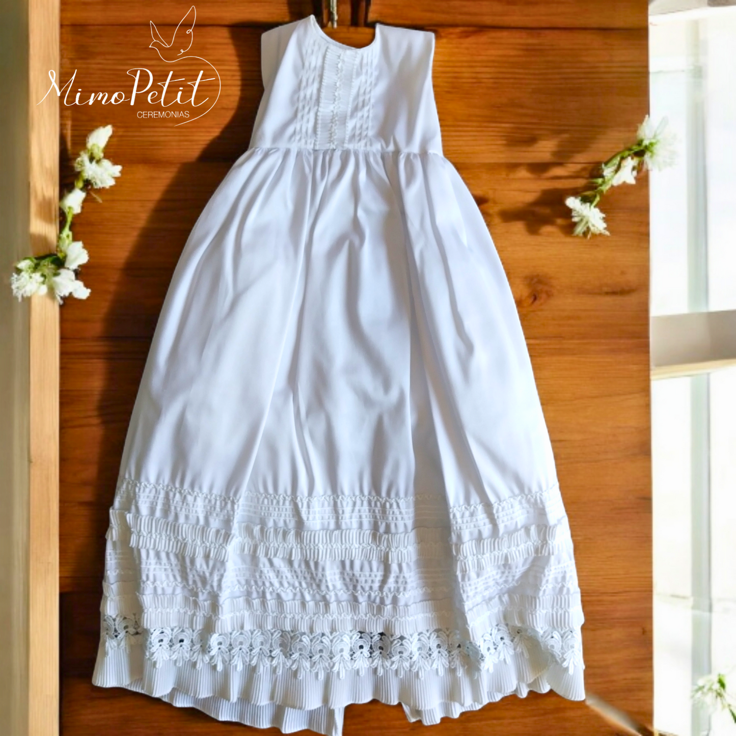 Ropón Desmontable Blanco Niña P-208
