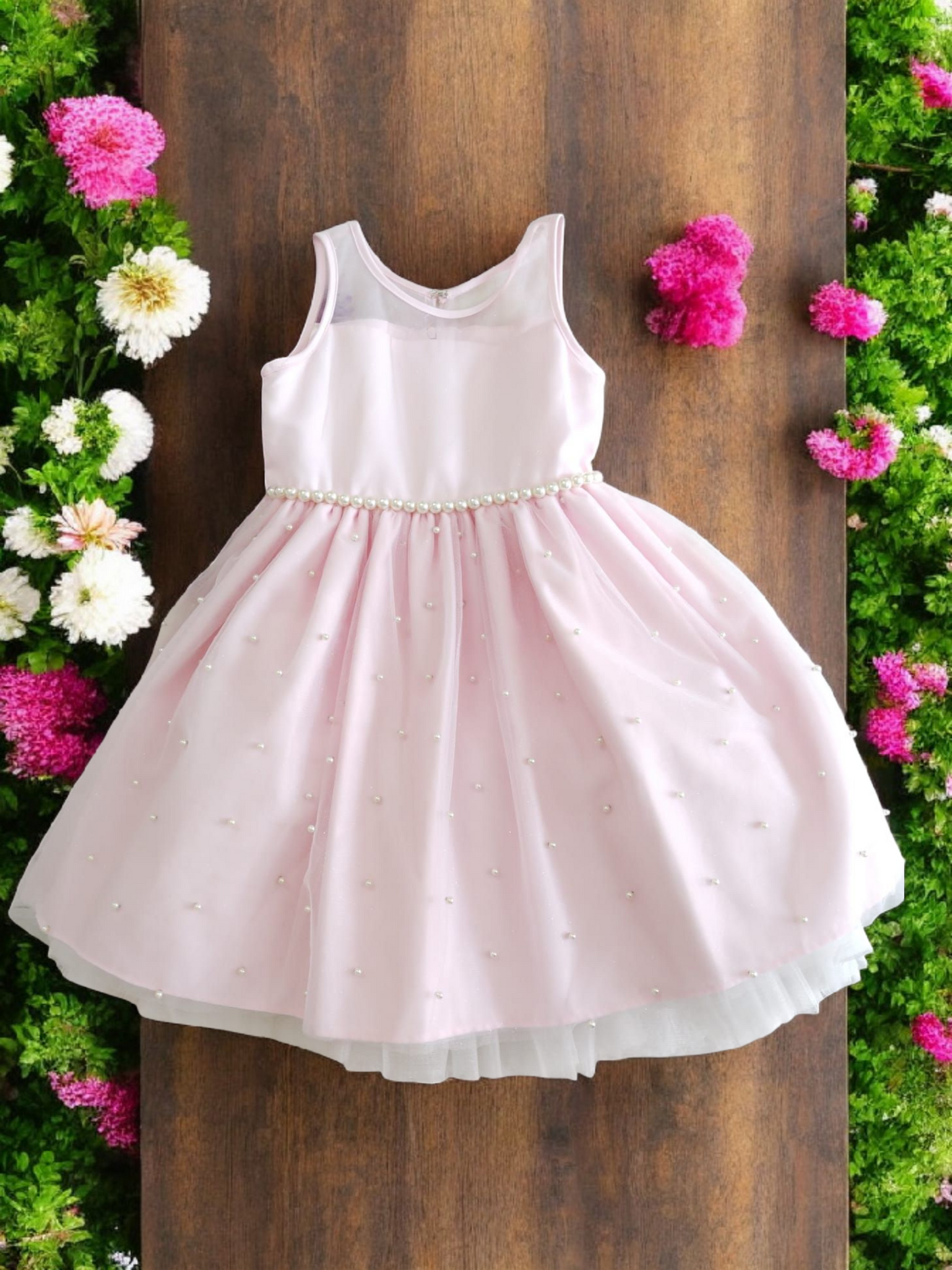 Vestido Fiesta Niña Rosa T10A