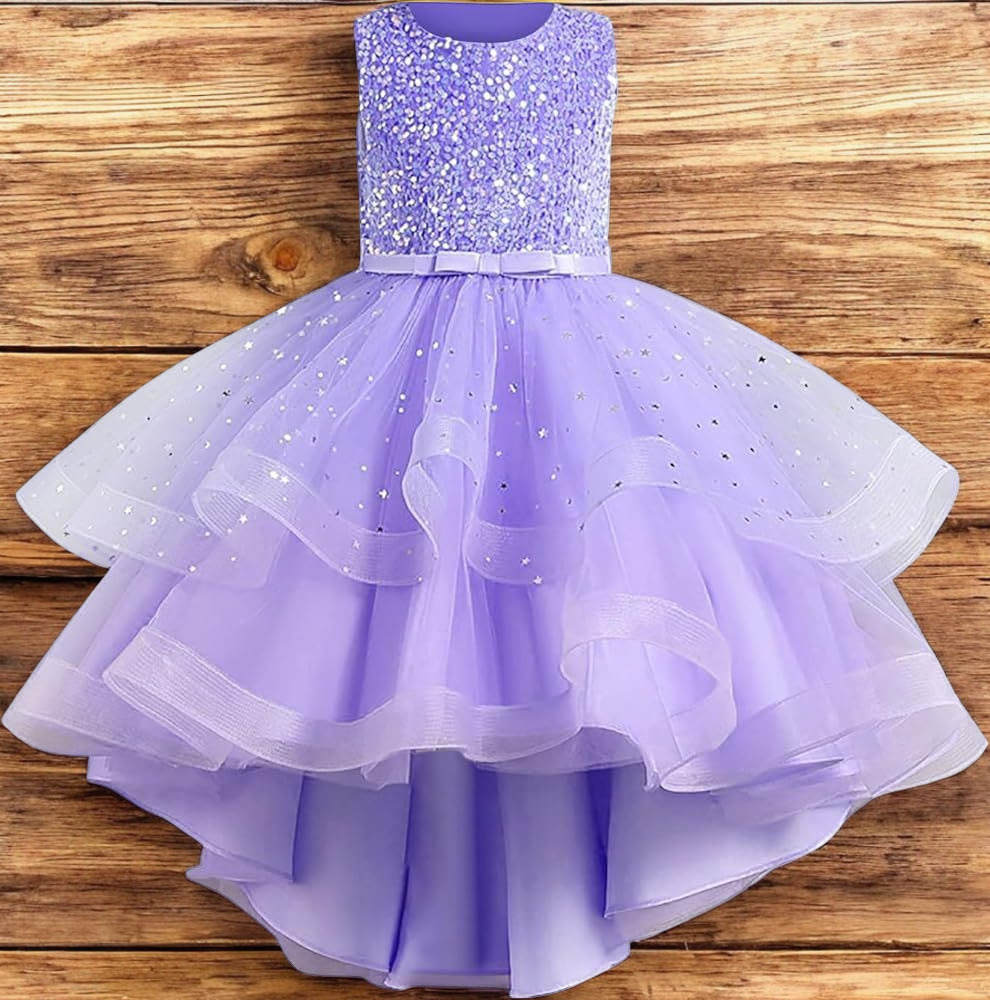 Vestido Fiesta Niña Morado T13- T14