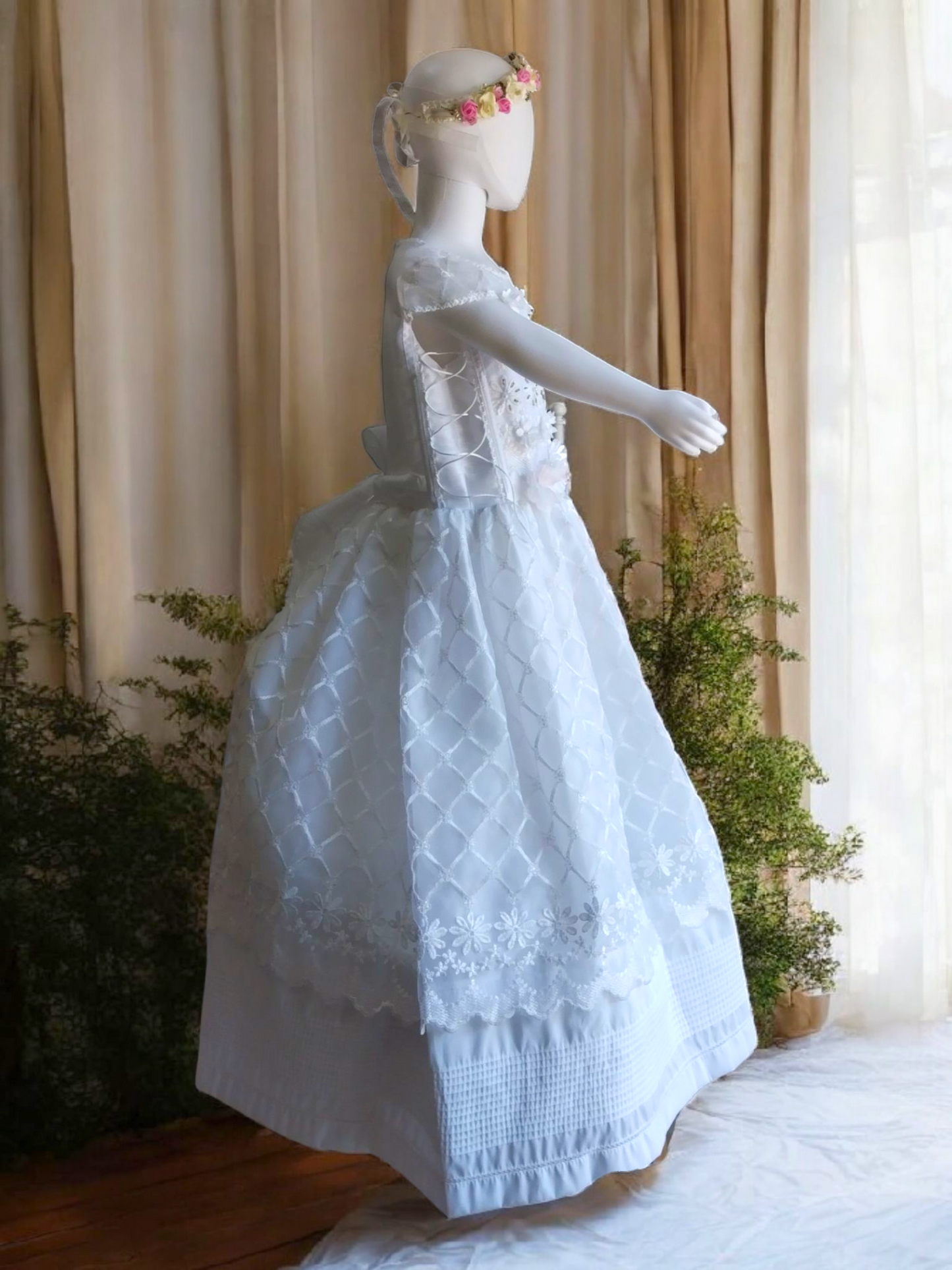 Vestido Comunión Niña Blanco T8 AA-0001