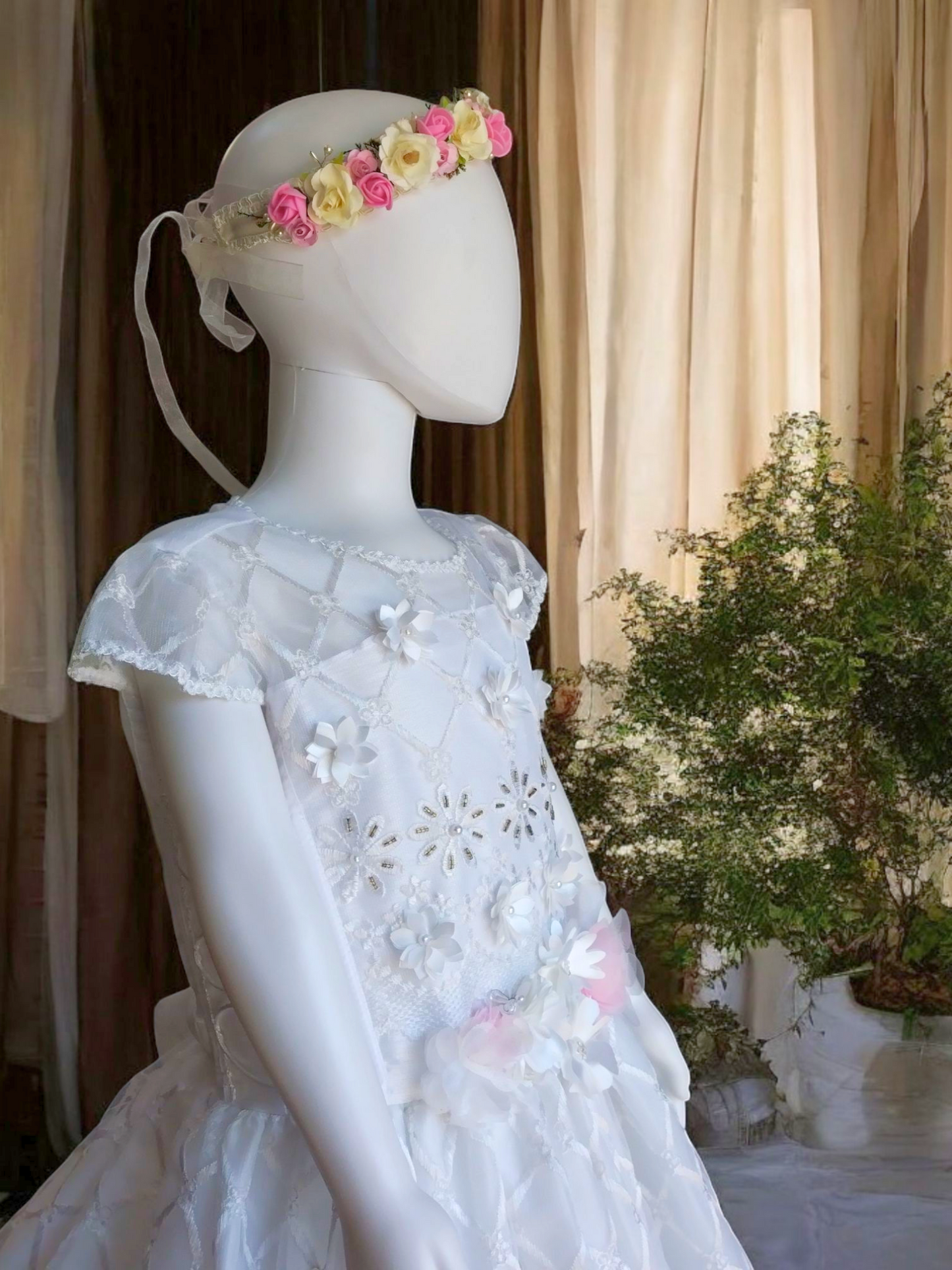 Vestido Comunión Niña Blanco T8 AA-0001