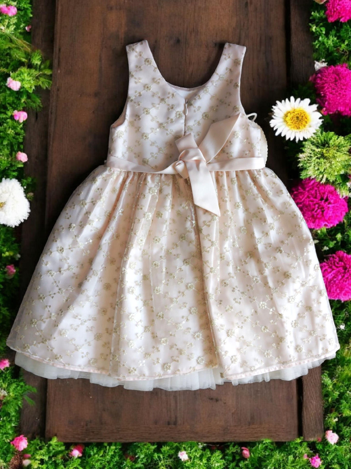 Vestido Fiesta Niña Ivory Rosa T2A