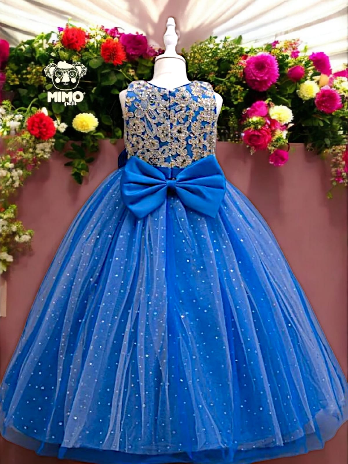 Vestido Fiesta Niña Azul Marino AA-0018 T-6