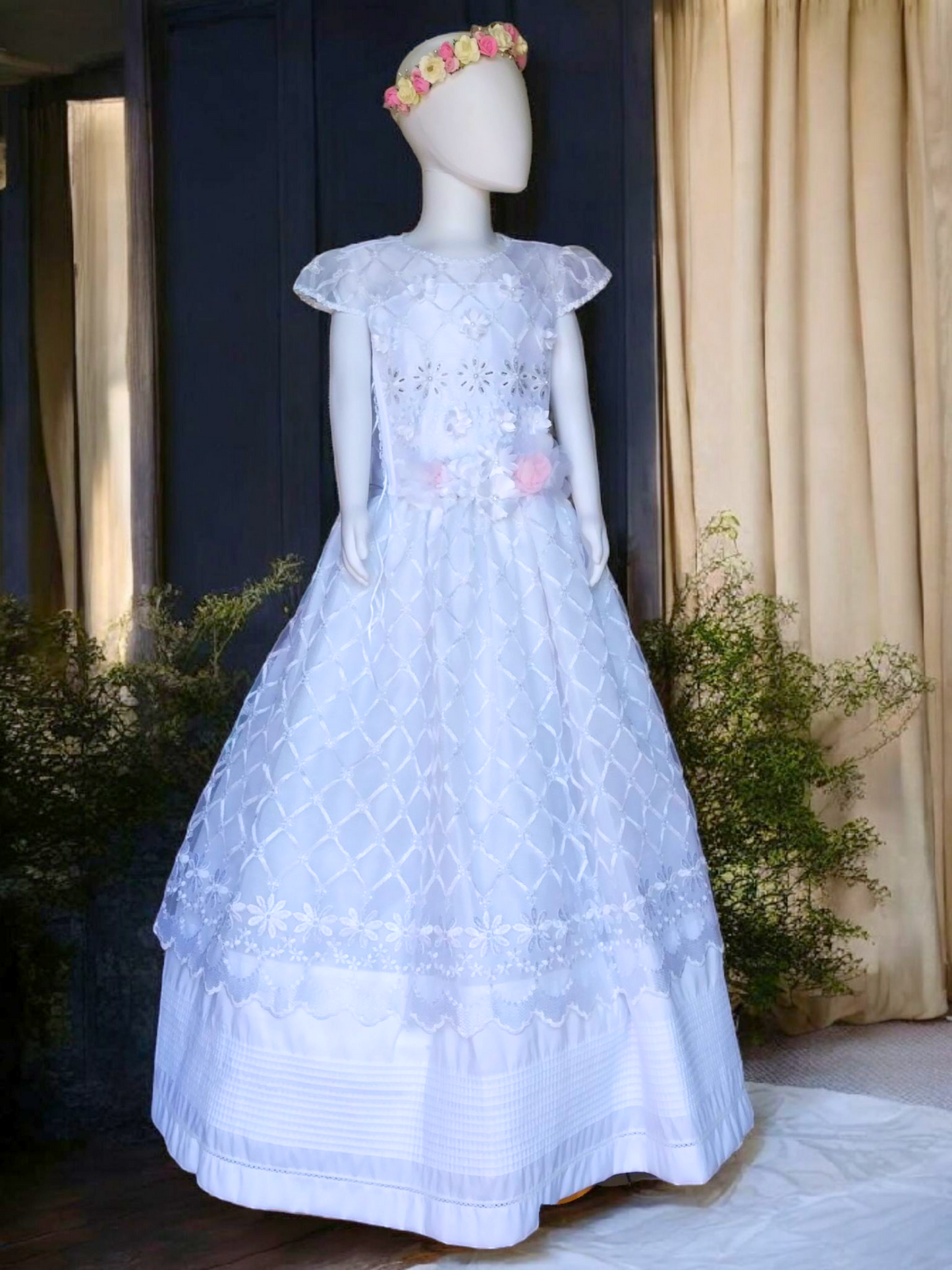 Vestido Comunión Niña Blanco T8 AA-0001