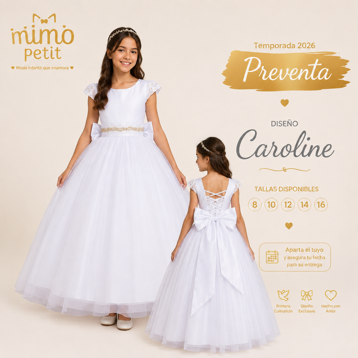 Vestido de Primera Comunión | CAROLINE · Colección 2026