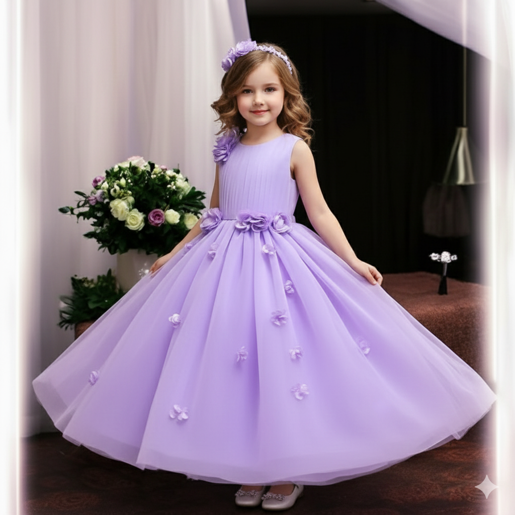 Vestido Fiesta Niña Morado T8