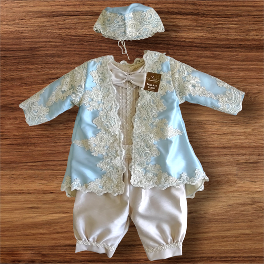 Ropón Niño Beige/Azul Príncipe T4