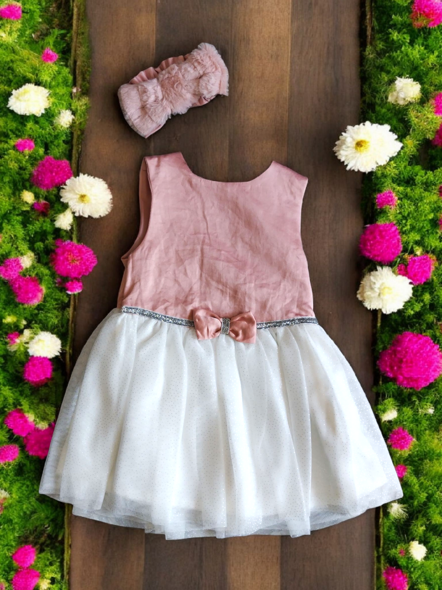 Vestido Fiesta Niña Rosa Melón T18M