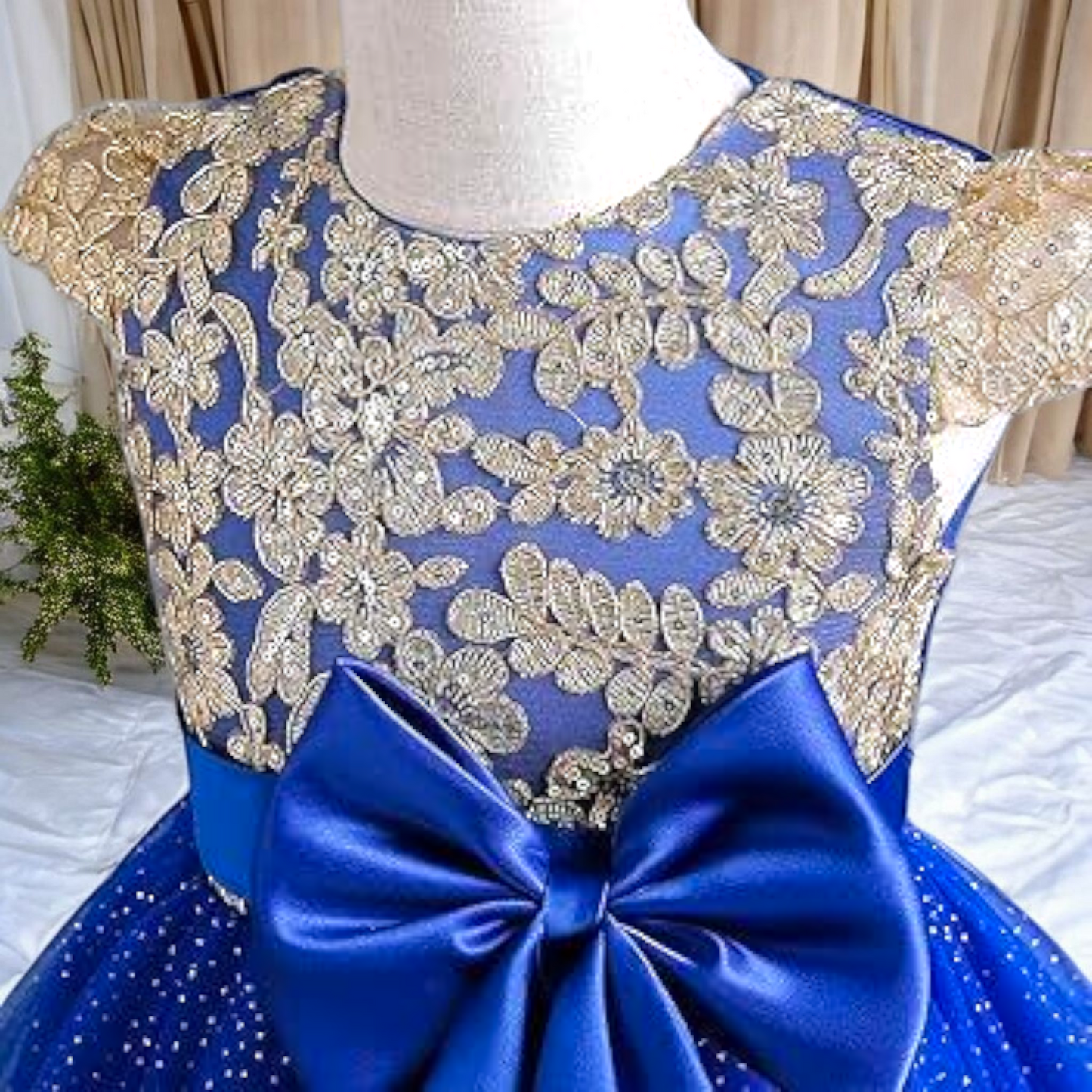 Vestido Fiesta Niña Azul Marino AA-0018 T-6