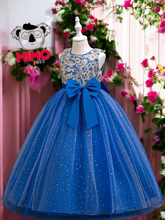 Vestido Fiesta Niña Azul Marino AA-0018 T-6