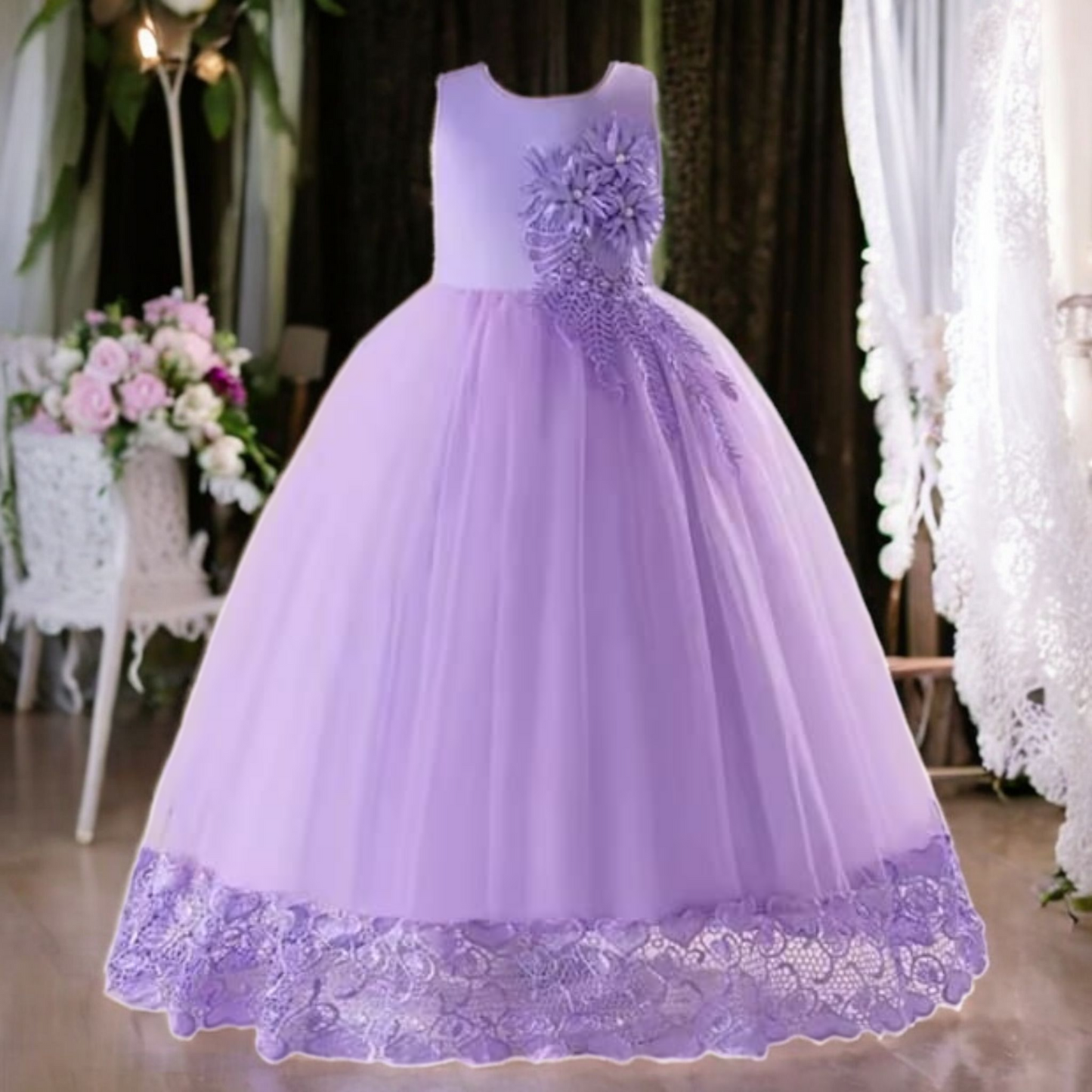 Vestido Fiesta Niña Morado T12
