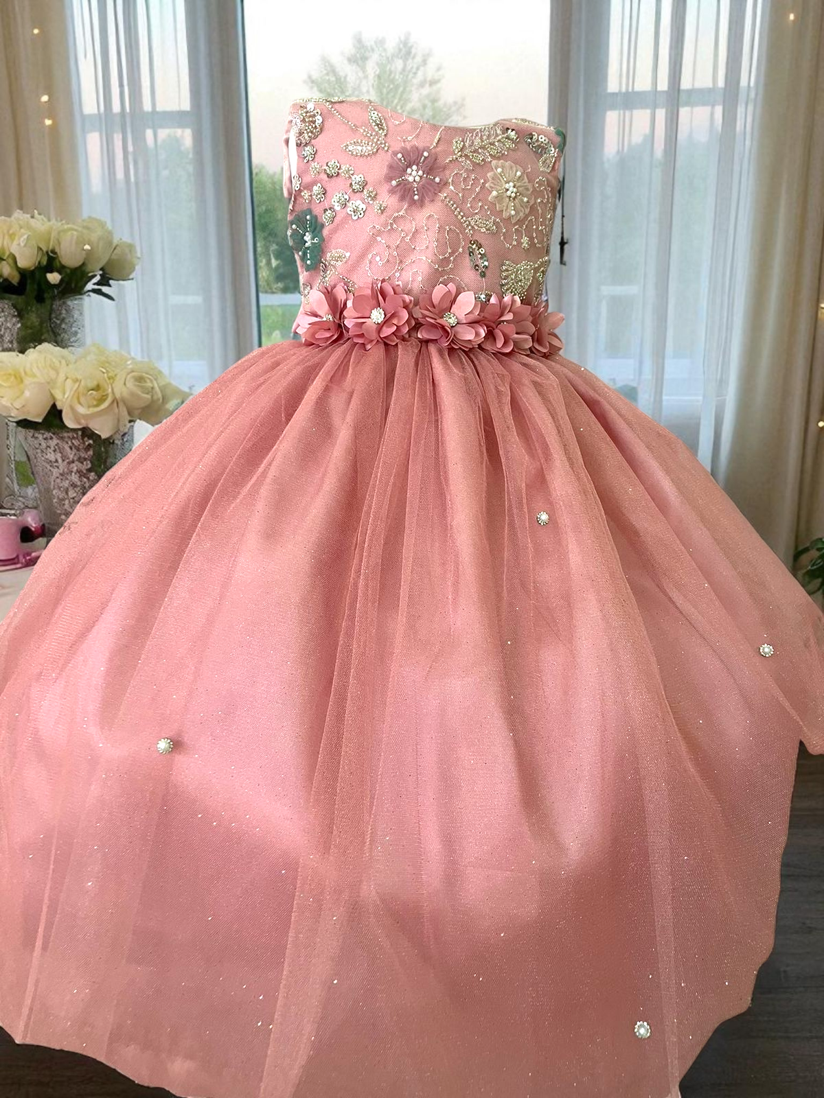 Vestido Fiesta Niña Rosa T6