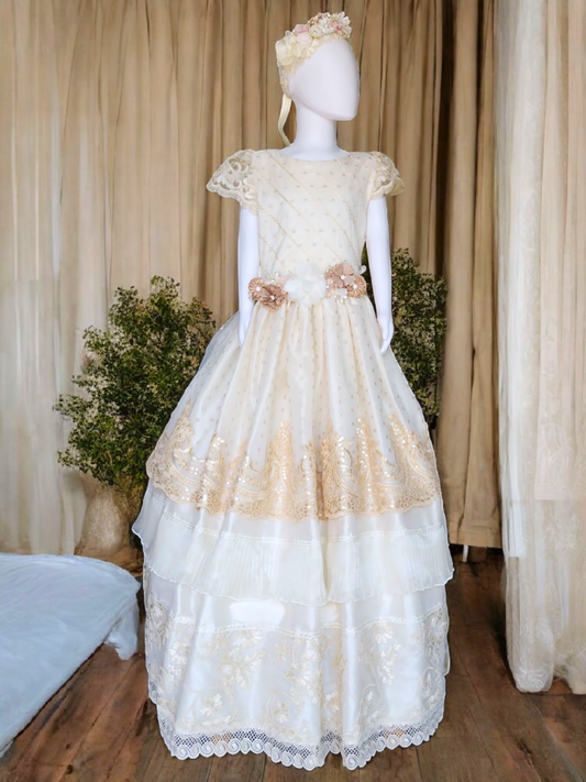 Vestido Comunión Niña Beige T10