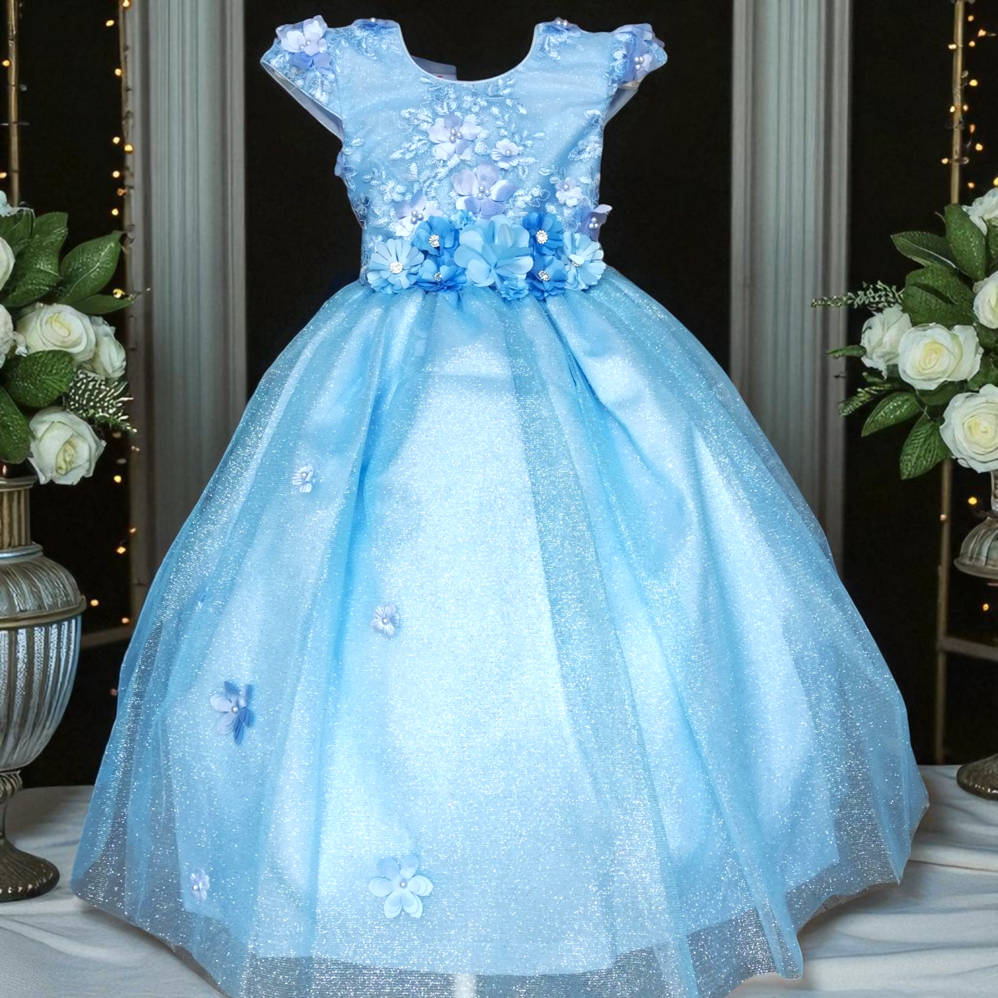 Vestido Fiesta Niña Azul T4