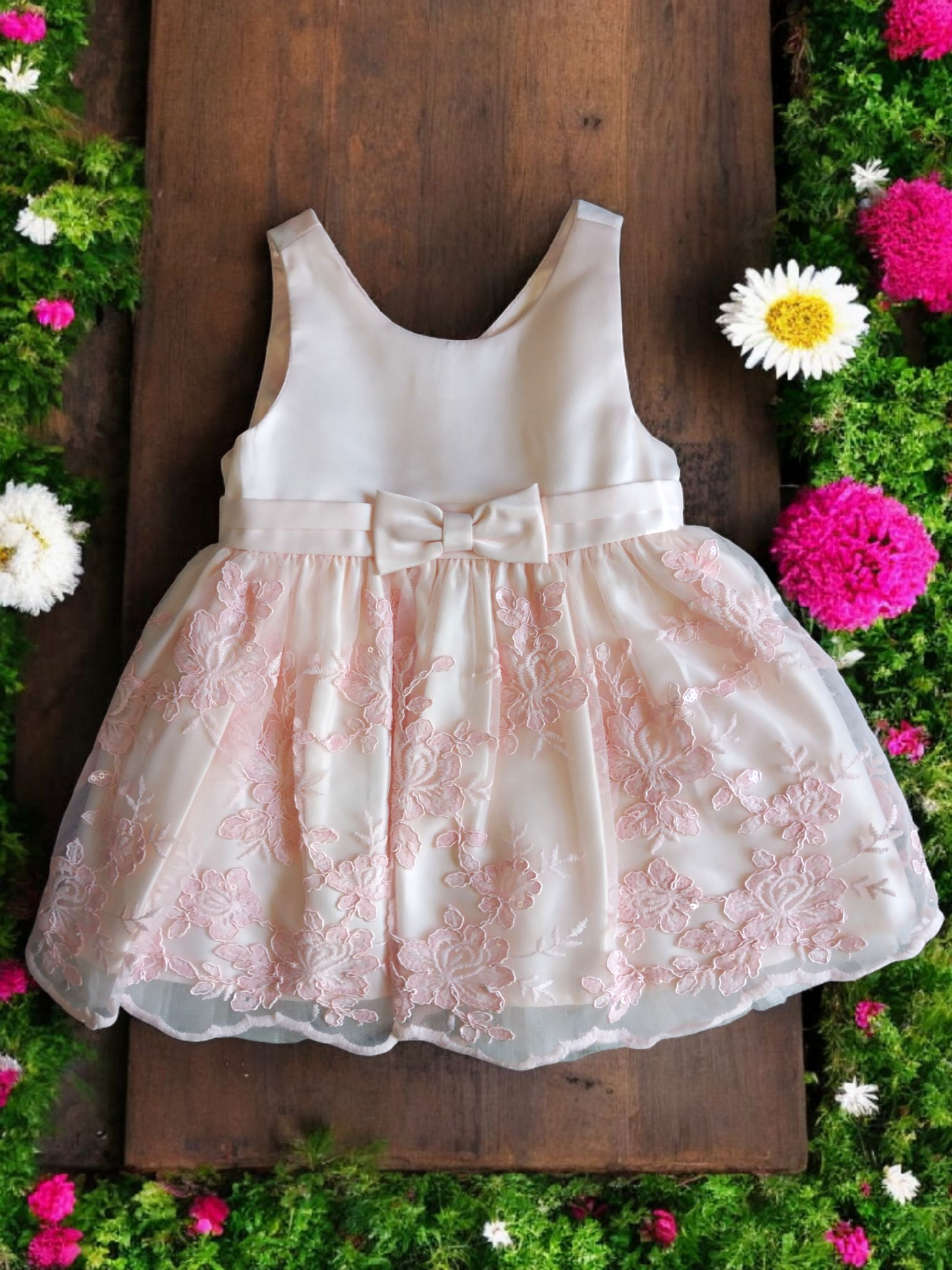 Vestido Fiesta Niña Rosa Palo T18M - T1