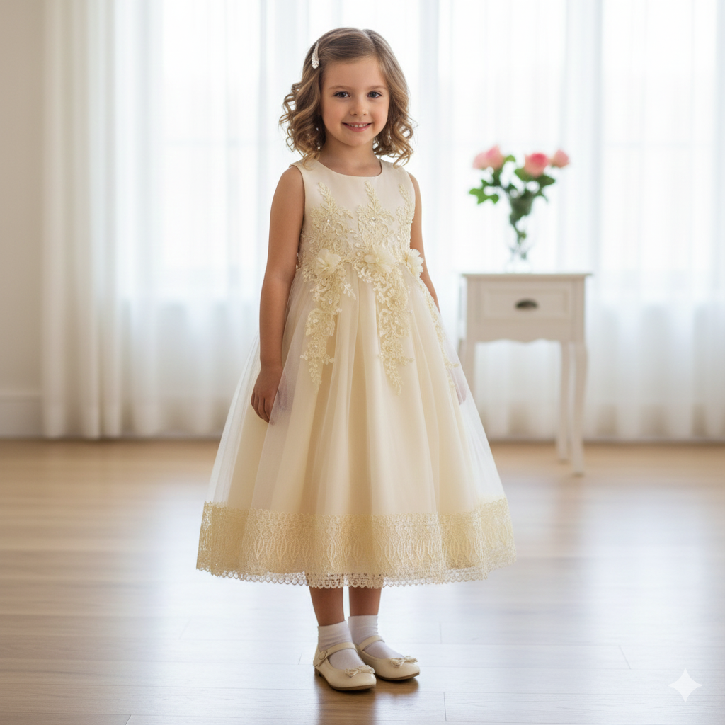 Vestido Fiesta Niña Amarillo