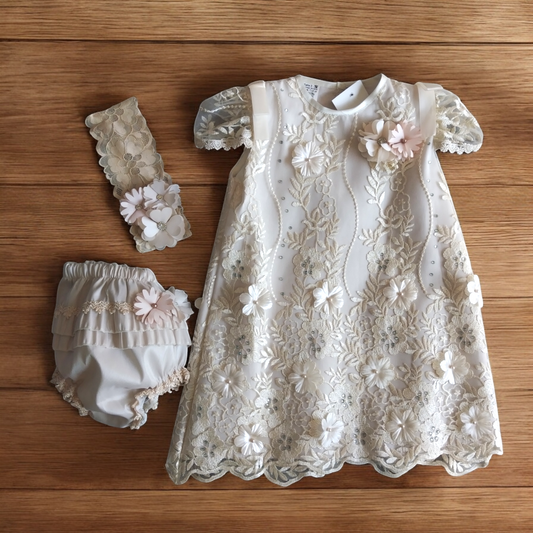 Ropón Niña Ivory T3 & Kit de Bautizo P-0062