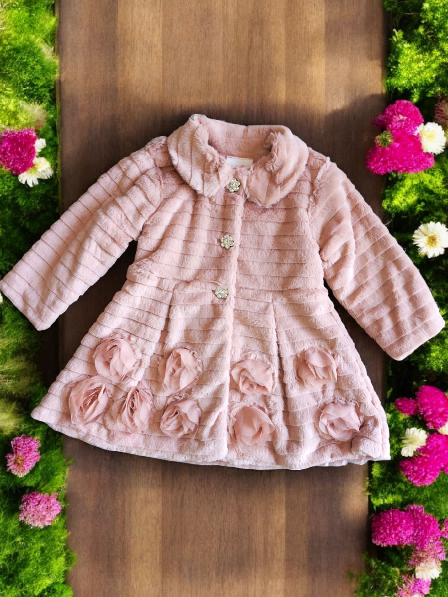 Vestido Fiesta Niña Rosa Melón T18M