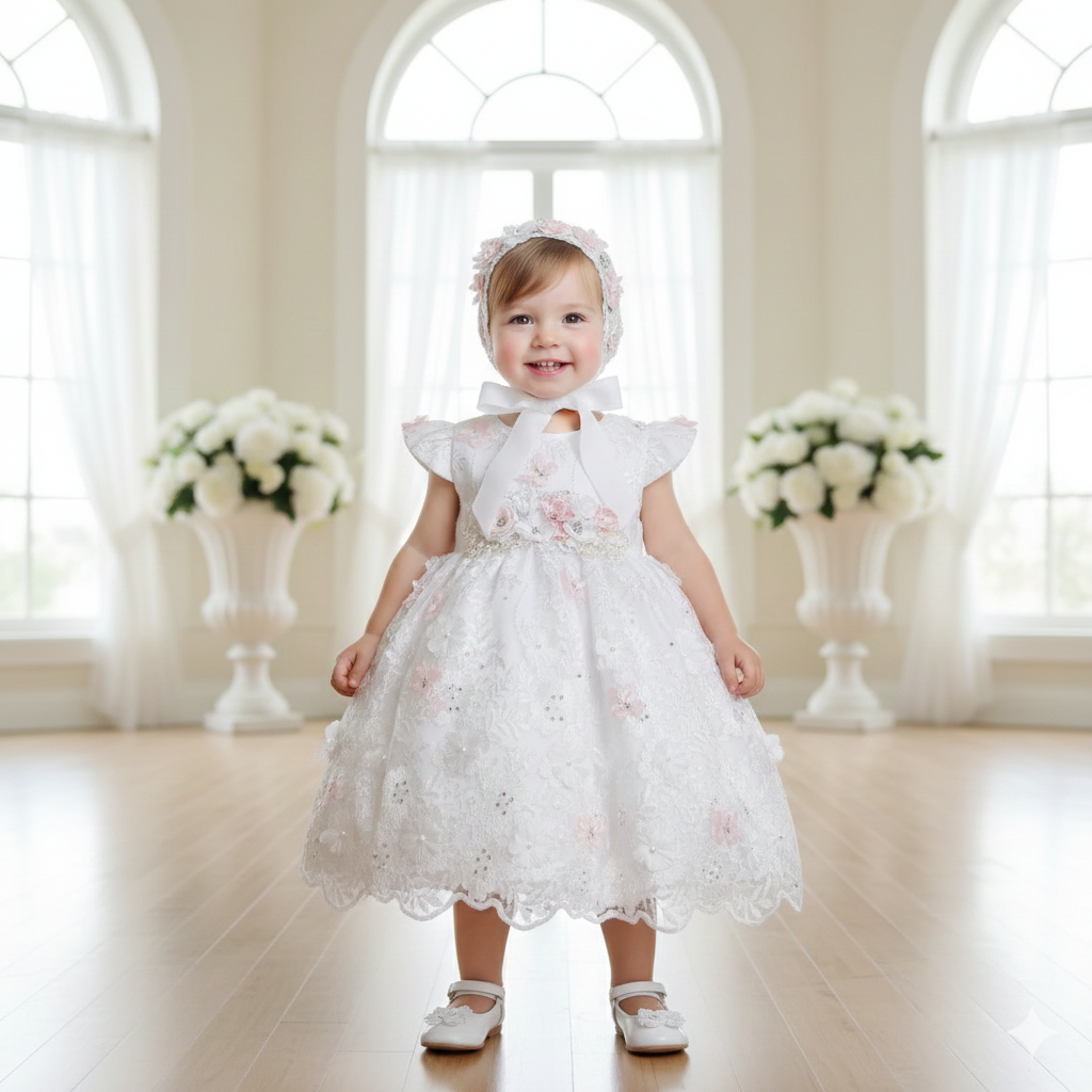 Batita de Bautizo "Paz Celestial". Blanco