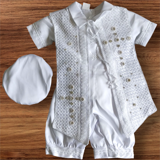 Paquete kit de vela /Ropón Niño Blanco T1