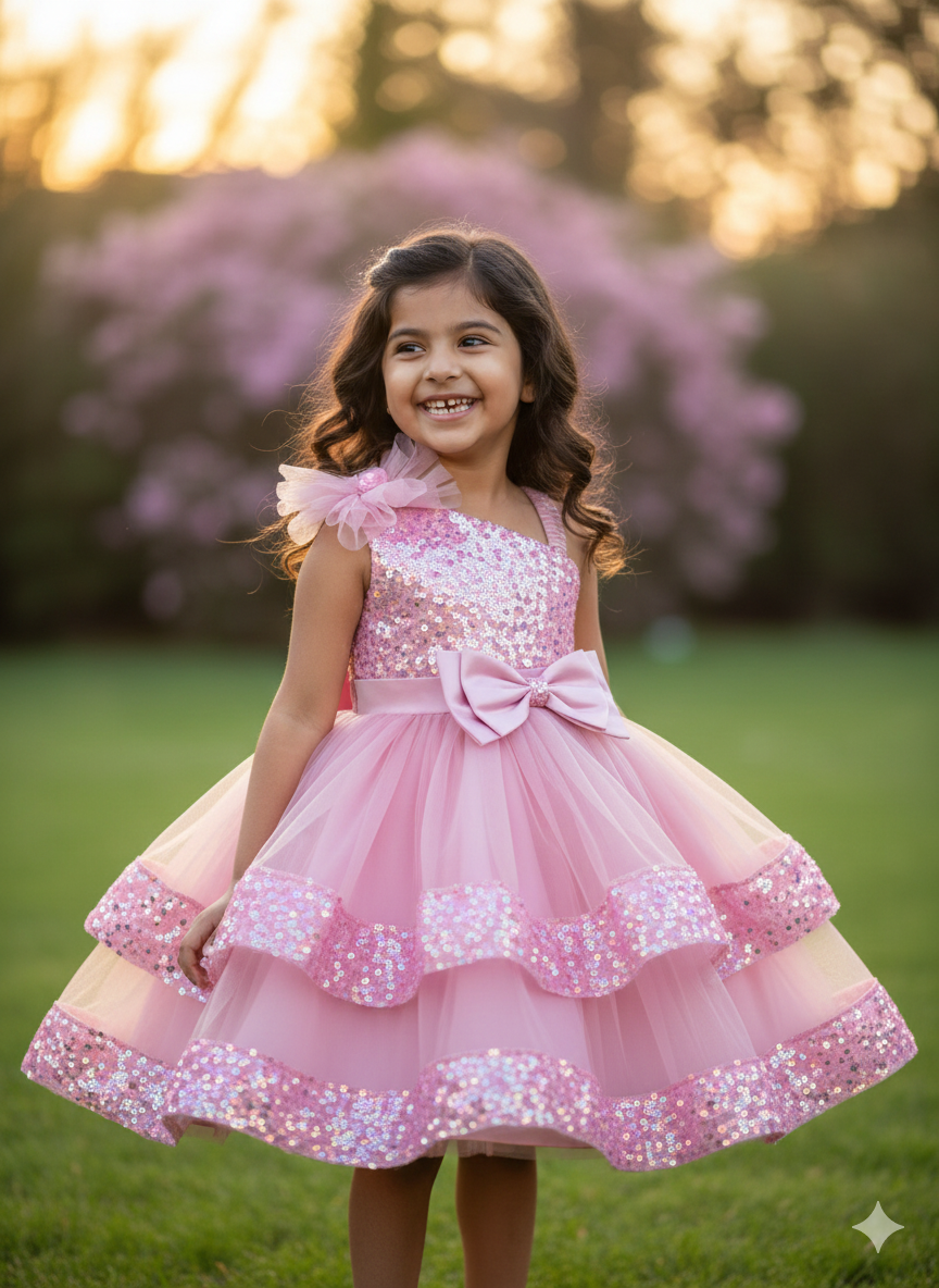 Vestido Fiesta Niña Rosa T2/3a- AA-0004