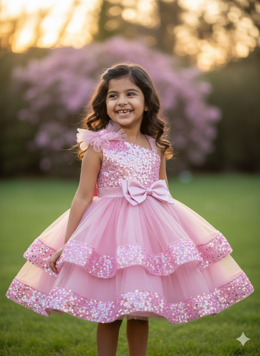 Vestido Fiesta Niña Rosa T2/3a- AA-0004