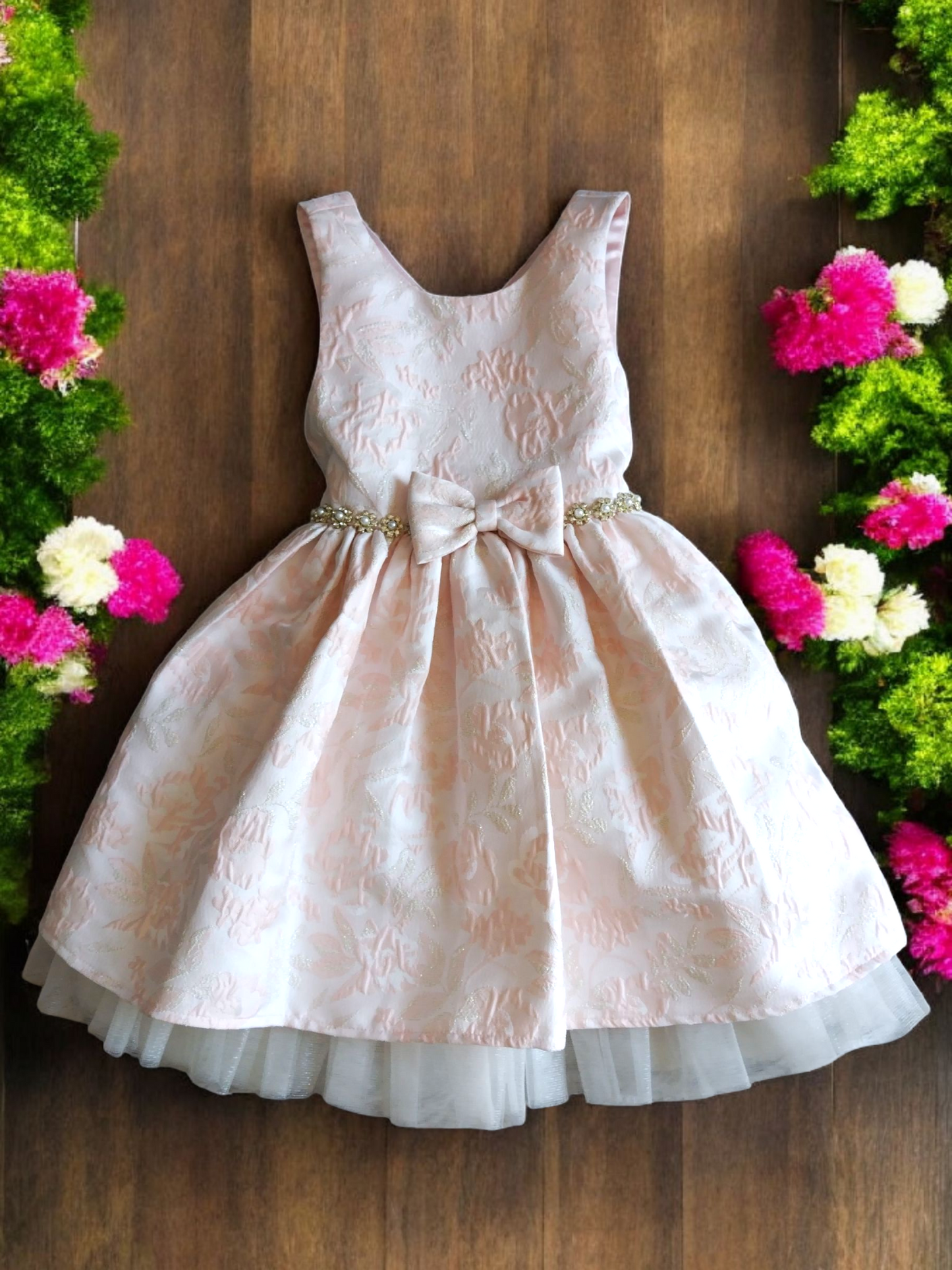 Vestido Fiesta Niña Rosa Palo T6A