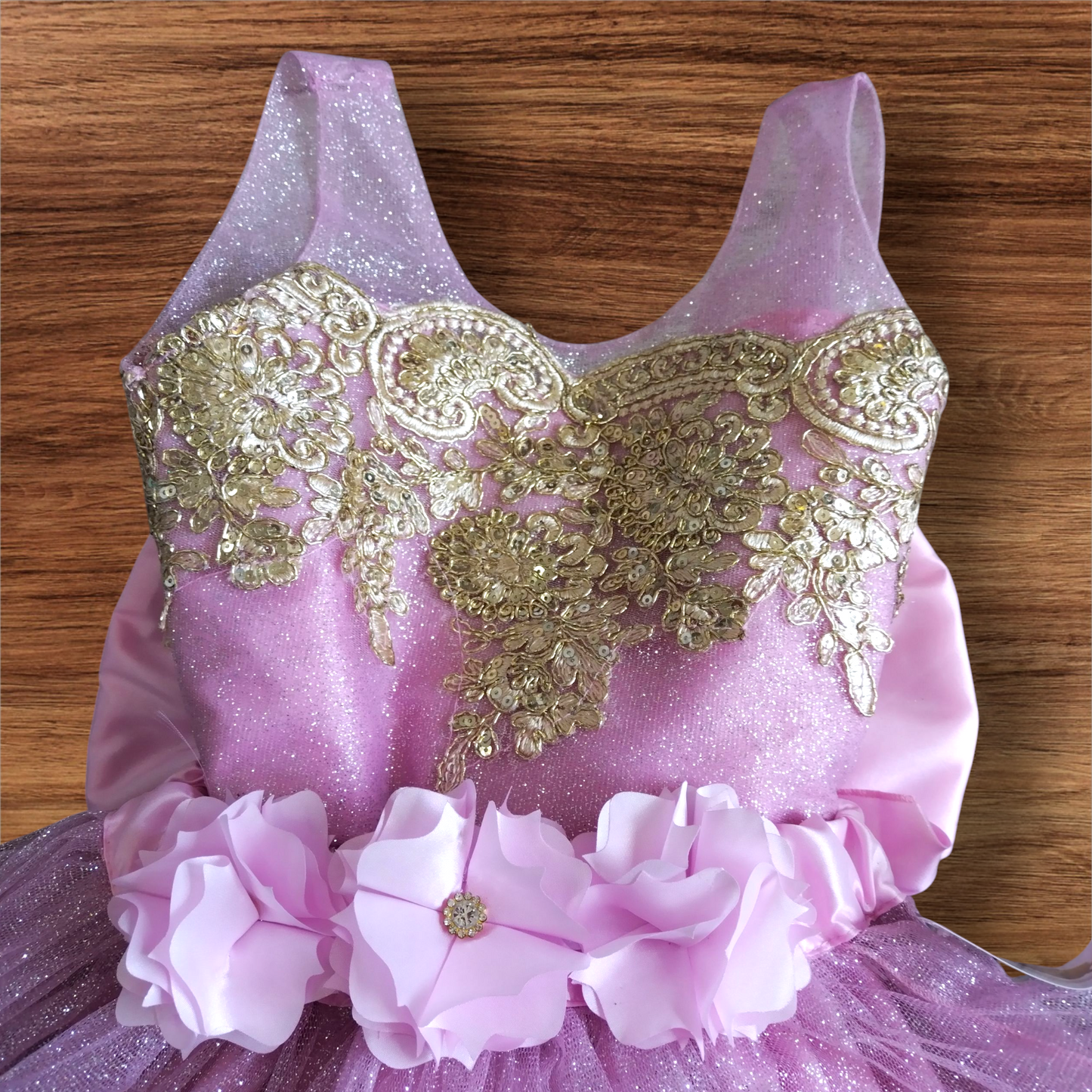 Vestido Fiesta Niña Rosa T4 AA-0028