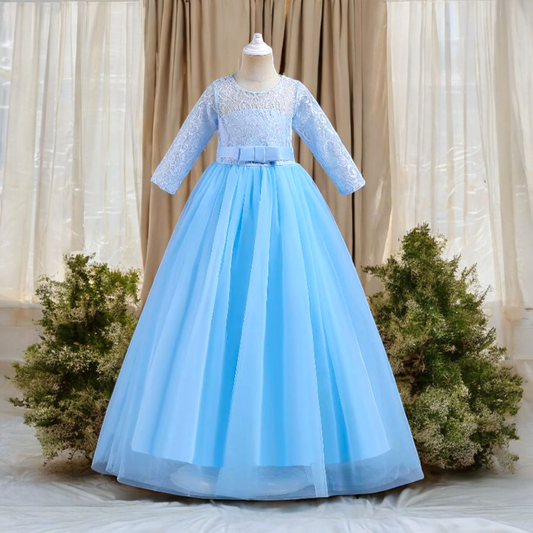 Vestido Fiesta Niña Azul Cielo AA-0019 T-10
