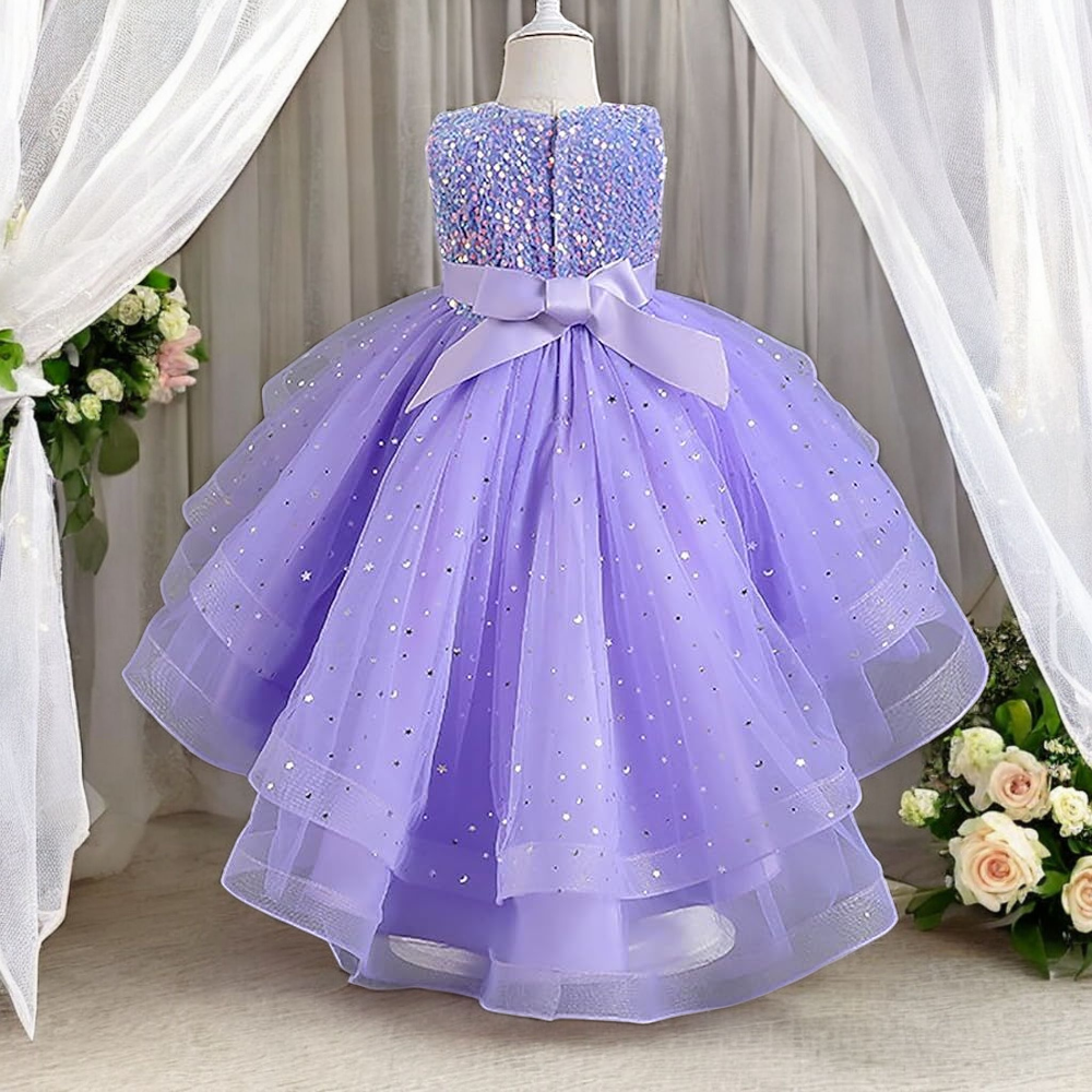 Vestido Fiesta Niña Morado T13- T14