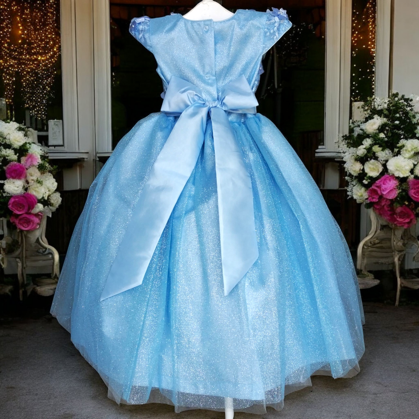 Vestido Fiesta Niña Azul T4