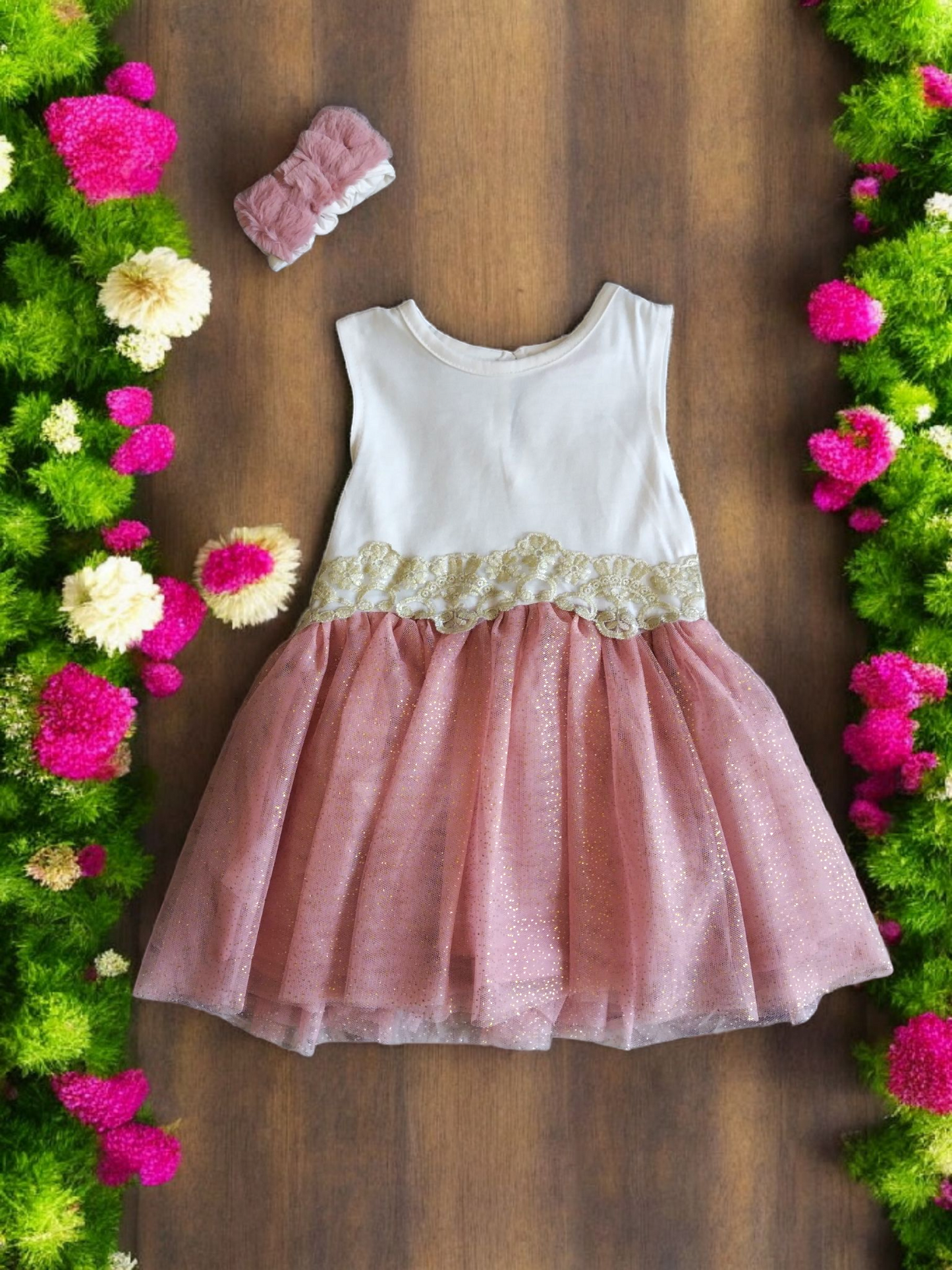 Vestido Fiesta Niña Rosa T18M