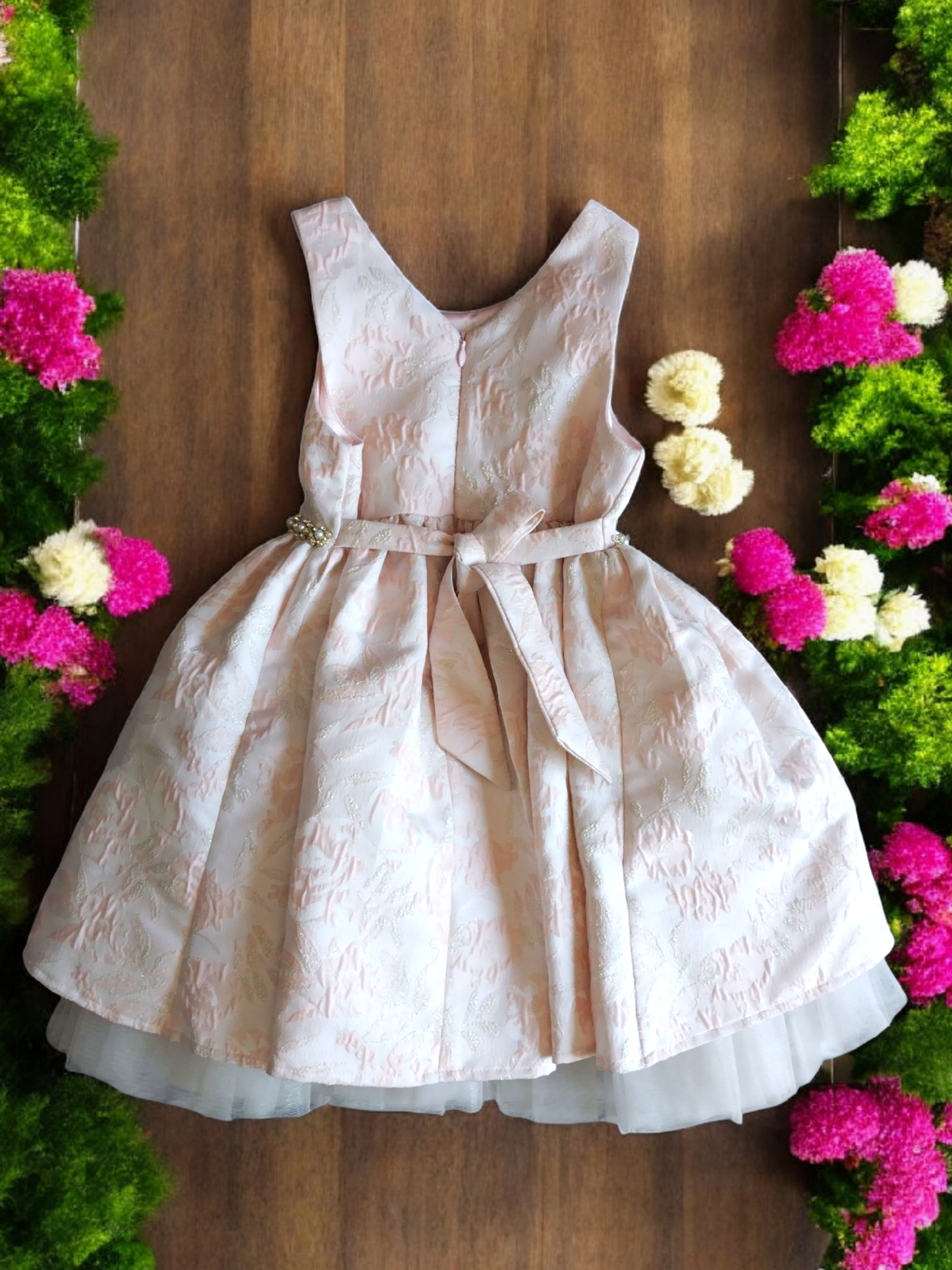 Vestido Fiesta Niña Rosa Palo T6A