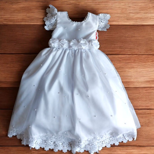 Vestido Fiesta Niña Blanco T4