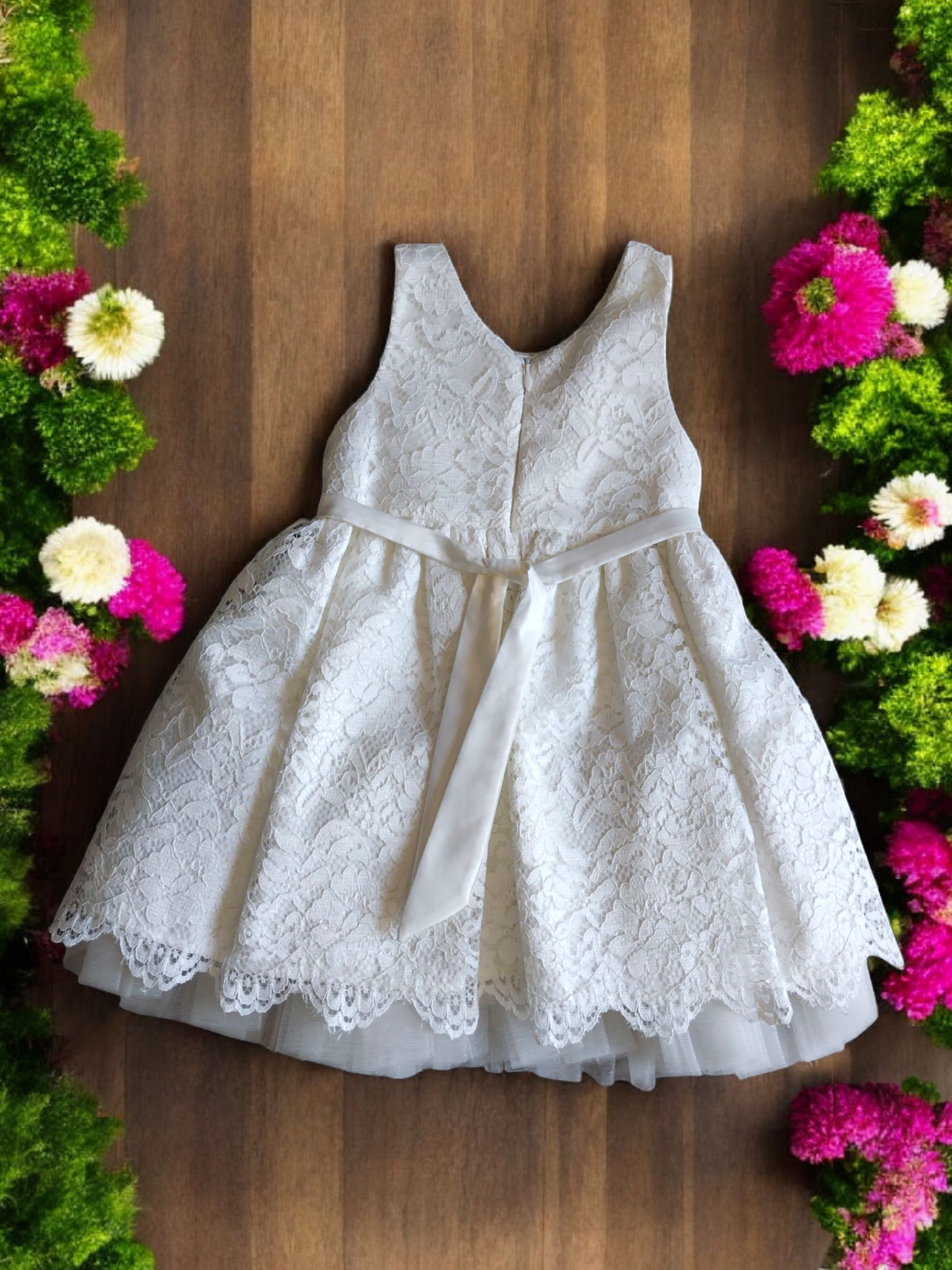 Vestido Fiesta Niña Blanco T3 T6/7A