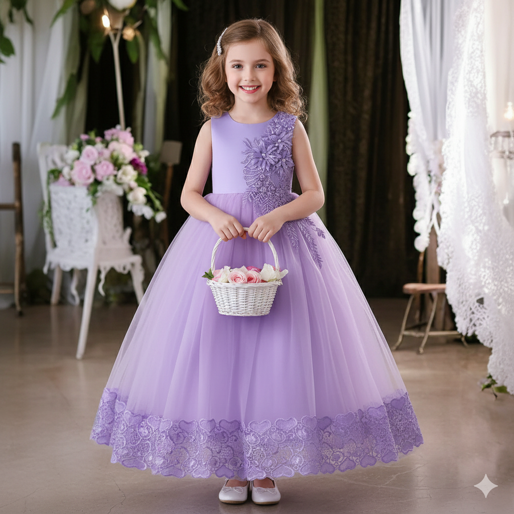 Vestido Fiesta Niña Morado T12