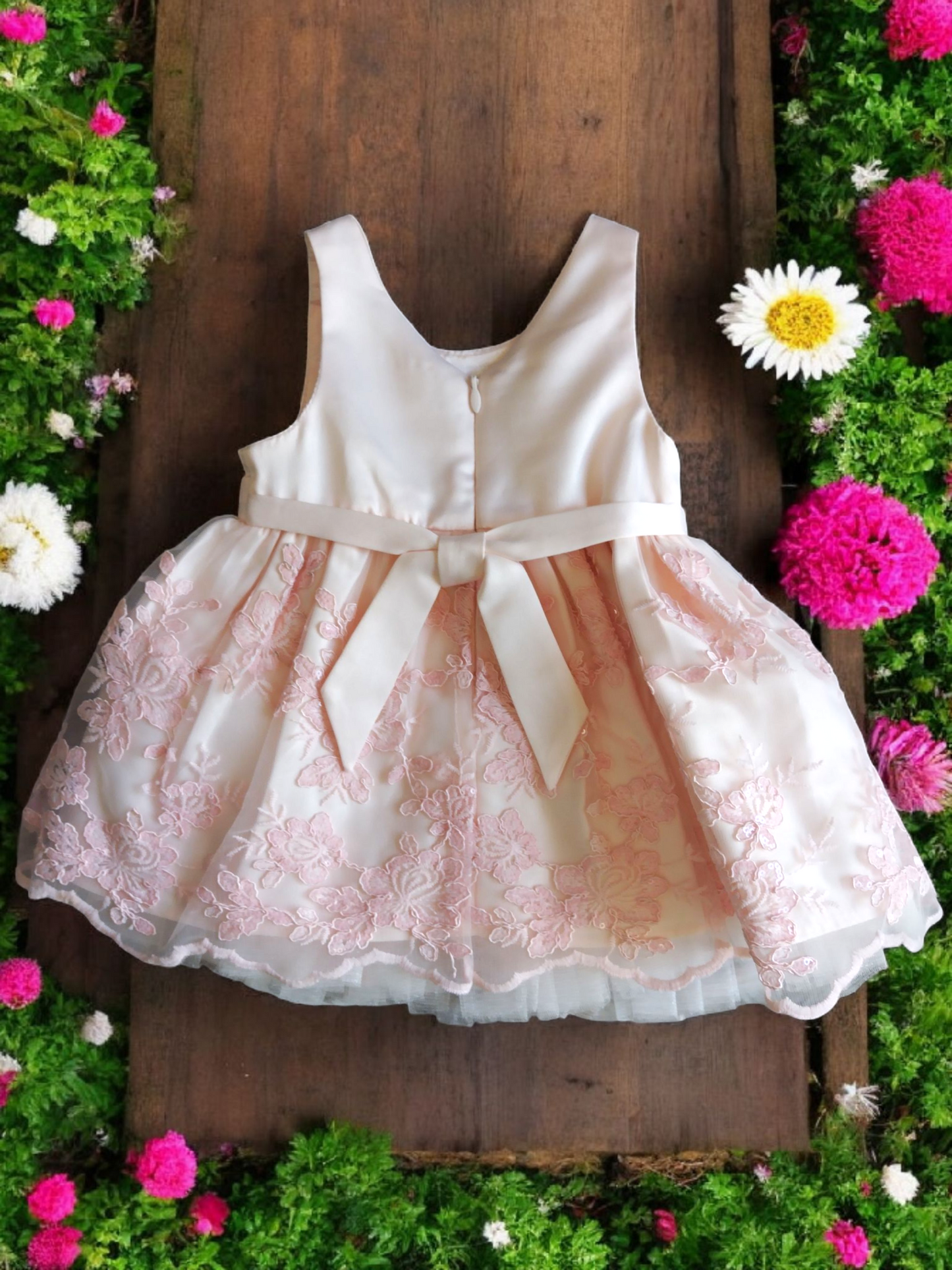 Vestido Fiesta Niña Rosa Palo T18M - T1