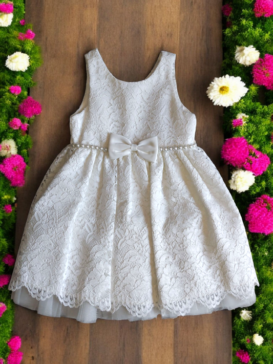 Vestido Fiesta Niña Blanco T3 T6/7A